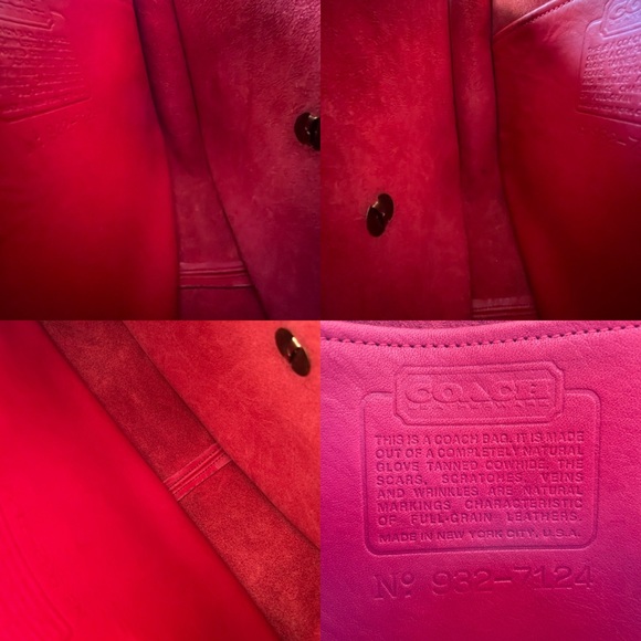 Stunning Vintage Coach Red Leather Crescent Bag, Brass Hardware Sold elsewhere - Picture 11 of 16